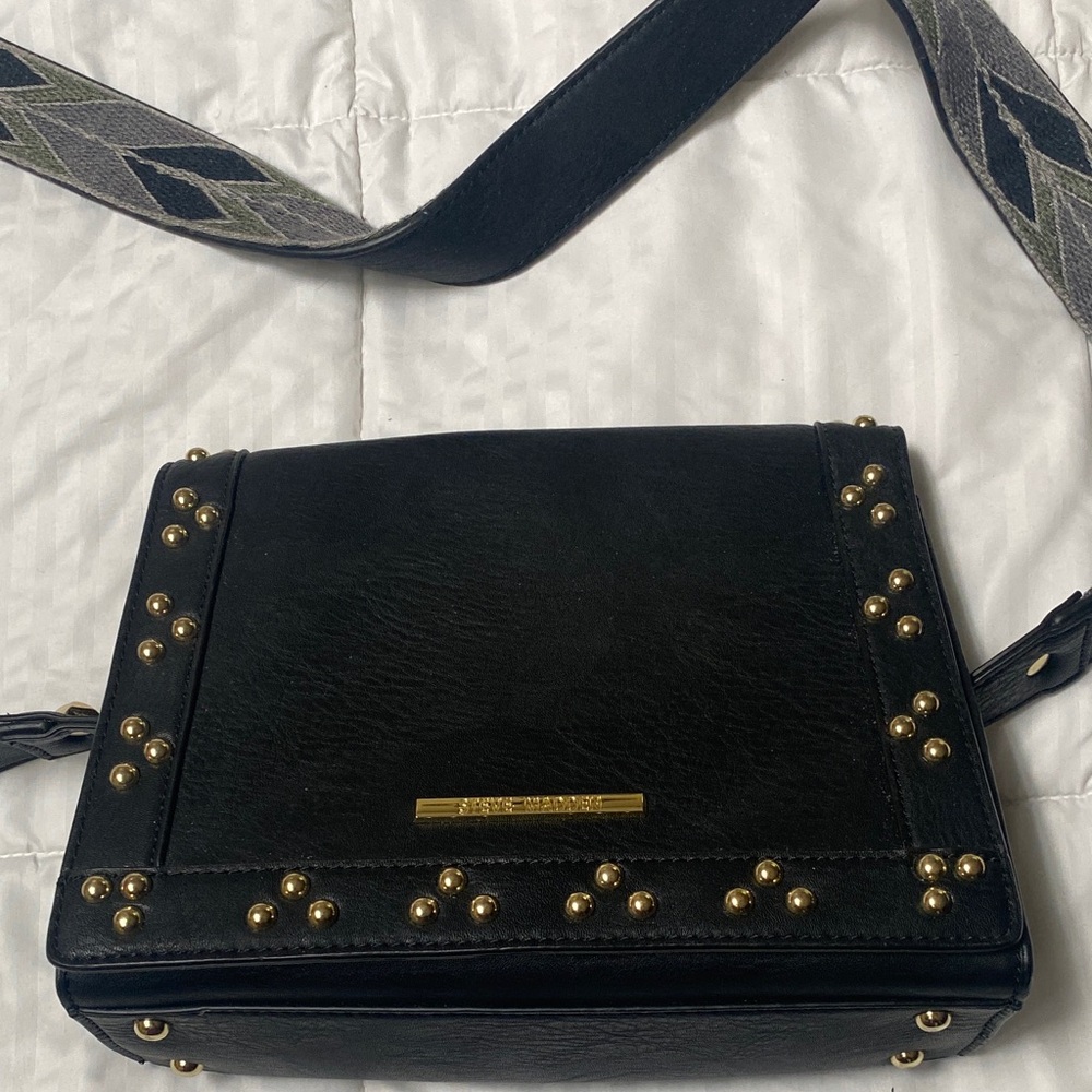 Steve Madden Black Crossbody Bag with Gold Studs